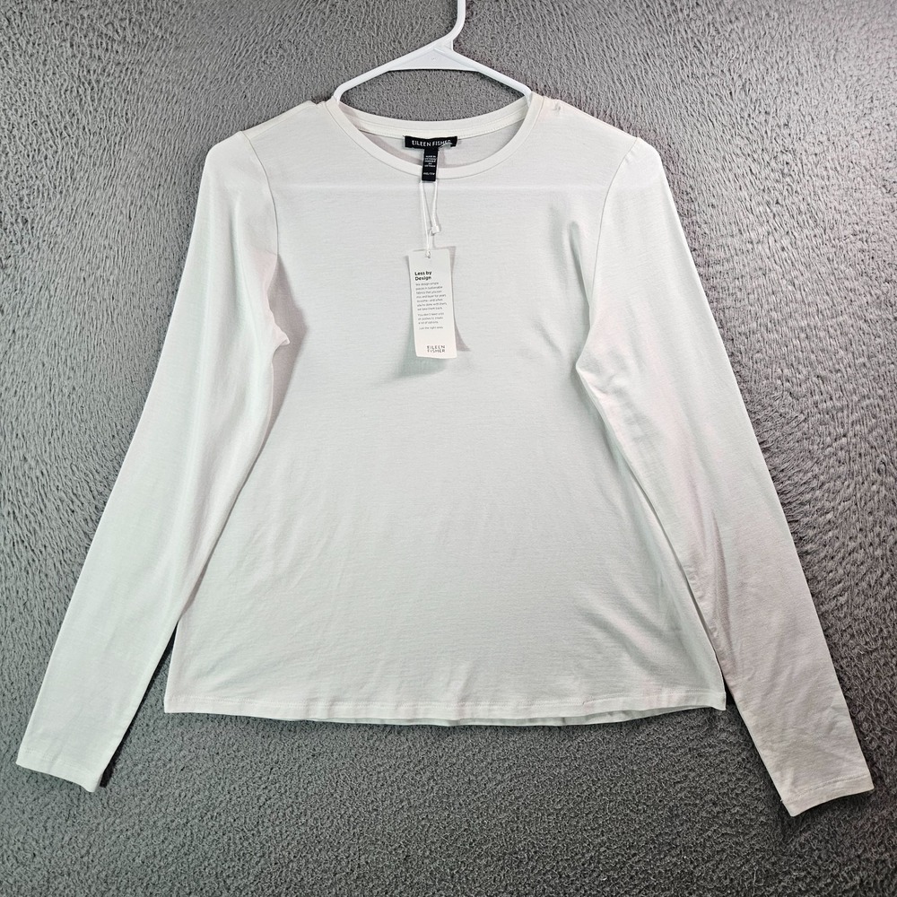 NEW Eileen Fisher Tee Top Women‎ XXS Stretch Long Sleeve Whtie - Flaw